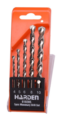 Set of 5 drills for concrete and brick: 4X75,5X85,6X100,8X120,10X120mm // HARDEN