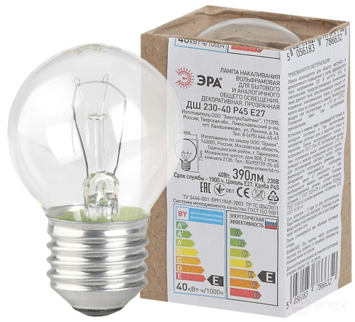 DS230-40 ERA P45 40W E27 / E27 230V bulb transparent in corrugation