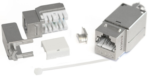 KJNE-8P8C-C6A-90-SH-F-WH Keystone Jack Insert RJ-45(8P8C), Category 6A, shielded, 110 IDC, sealing with NE-TOOL, white