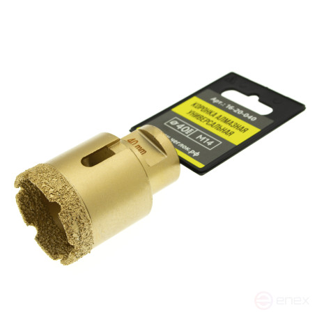 Коронка алмазная универсальная для УШМ 40мм х М14, Чеглок (6/72)