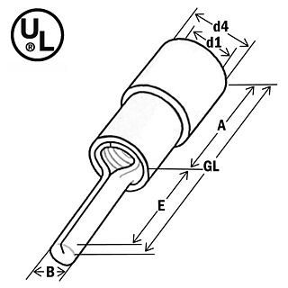 Round insulated pin 1,5-2,5/9 , nylon (pack.100 pcs)