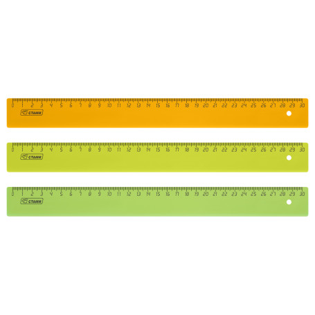 Ruler 30cm STAMM, plastic, transparent, neon colors, assorted