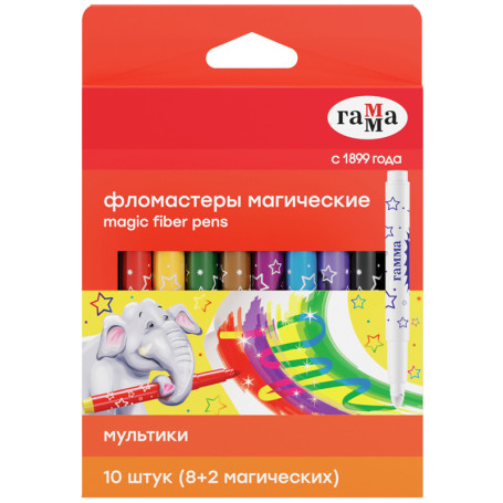 Magic markers Gamma "Cartoons", 16 colors, 10 pcs(8+2), washable, cardboard. packaging, European weight