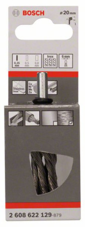 Щетка-кисточка с пучками проволоки из нержавеющей стали, 19x0,35 мм 19 mm, 0,35 mm