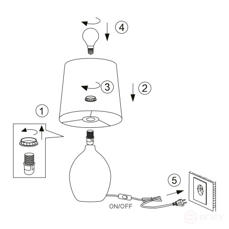 Rivoli Chimera 7072-503 Table Lamp 1* E14 40W Ceramic Light Wood