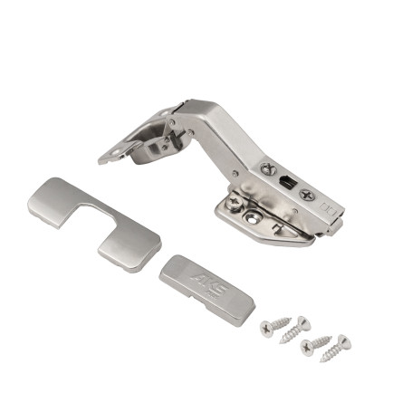 45° angle hinge with door closer 45mm h0 clip-on AKS PLUS 3D (self-tapping screws, plugs)