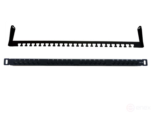 Патч-панель высокой плотности Ripo 19", 0,5U, 24 порт, Cat.5e , D, 100МГц, RJ45/8P8C, напыление 3мкд