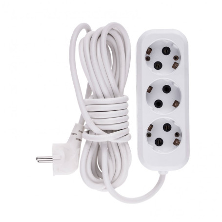 Household extension cord, uHz-10-205 series, with grounding, 5 m, 2 sockets, 10 A Denzel
