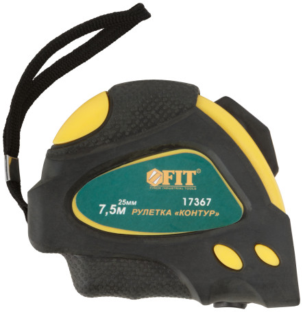 Tape measure "Contour" with hitchhiking, rubberized housing 7.5 m x 25 mm