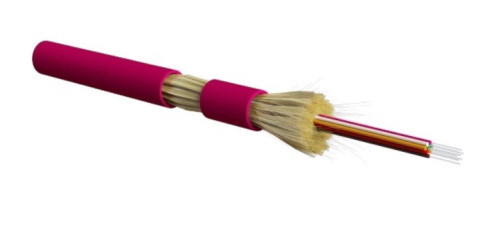 FO-DT-IN-504-2- HFLTx-MG fiber optic cable 50/125 (OM4) multimode, 2 fibers, dense buffer coating (tight buffer), for internal laying, HFLTx, -40°C – +70°C, magenta