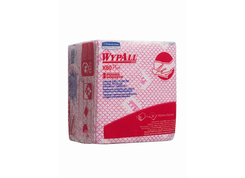 WypAll® X80 Plus Протирочный материал - Сложенные в 1/4 / Красный (8 упаковок x 30 листов)