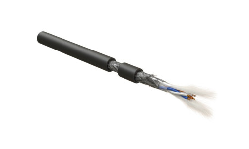 RS-SF-2x2x22/7-PVC-BK (500 m) RS-485 interface cable, shielded SF/UTP, 2 pairs 24 AWG, 2x2x0.61 mm, multi-wire cores (patch) 7x0.20 mm, PVC, -40°C - +80°C, black