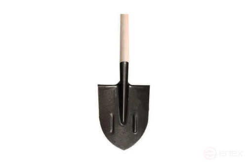 Лопата штыковая из рельсовой стали с ребром жесткости 210*290*405 c деревянным черенком 1 сорта