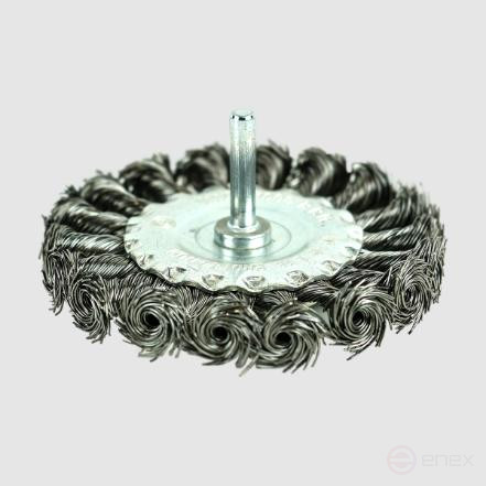 Кордщётка дисковая (витая оцинкованная сталь 0.5 мм, диаметр 100 мм, хвостовик 6 мм) BERGER BG1735