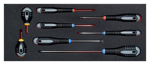 Fit&Go Набор отверток шлицевые/Phillips/Pozidriv в ложементе, 8 шт