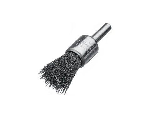 Brush, corrugated brush, D17 mm, shank 6 mm, length 65 mm, steel corrugated wire STH 0.30 mm, length of the working part 22 mm
