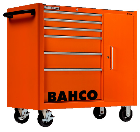 Tool cart XL with cabinet , 6 drawers, orange