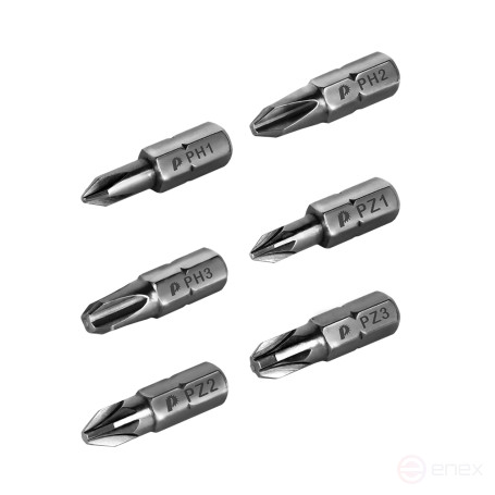 Набор бит ПРАКТИКА "Профи" 6шт PH1,2,3; PZ1,2,3 x 25мм, блистер (036-537)