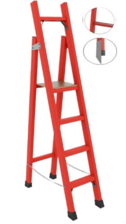 ССС-2,2АМ диэлектрическая стремянка с симметричной опорой, абразивное покрытие ступеней, металлические оконцеватели (Мягкий грунт), h=2200мм, h рабочей площадки=1300мм, ступ.4