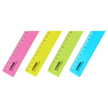 15cm STAMM ruler, plastic, with wavy edge, transparent, neon colors, assorted, European weight