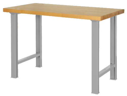 Heavy duty workbench, wooden table top with 4 legs orange 1500 x 750 x 1030 mm