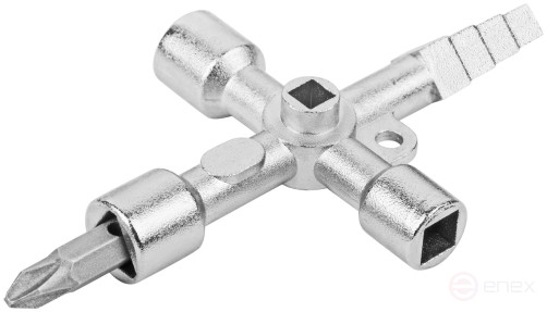 Ключ универсальный для электрошкафов 5-в-1, двусторонняя CrV бита PH2/SL7