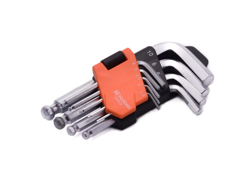 Набор ключей имбусовых HEX, 1,5–10 мм, CrV, 9 шт., c шаром // HARDEN