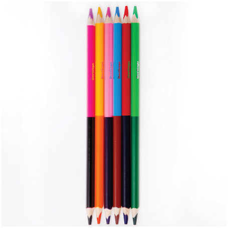 Colored double-sided pencils Berlingo "Balloons" 12 colors, 06 pcs., three gr., sharpened,cardboard,Europe.