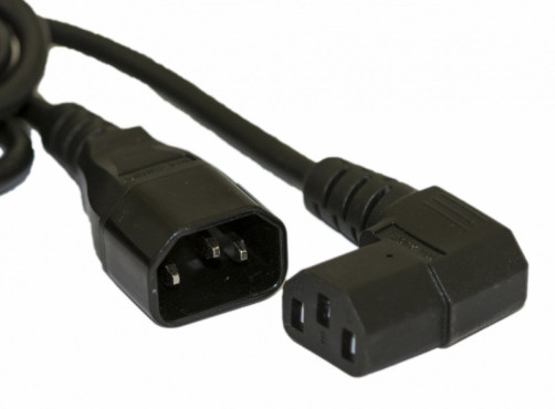 PWC-IEC13A-IEC14-1.0-BK Power cable monitor-computer IEC 320 C13 (corner) - IEC 320 C14 (3x0.75), 10A, straight plug, 1m, color black (PVS-AP-3*0,75-250- C13SC14-10-1.0 GOST 30851.1-2002 (IEC 60320-1:1994))