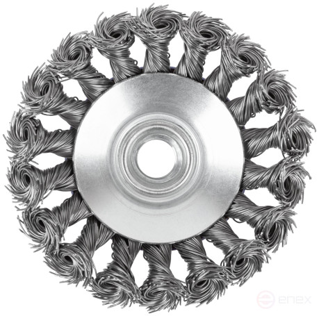 Щетка для УШМ, М14, тип "Тарелка", крученая проволока 0,5 мм, 100 мм, CUTOP Profi