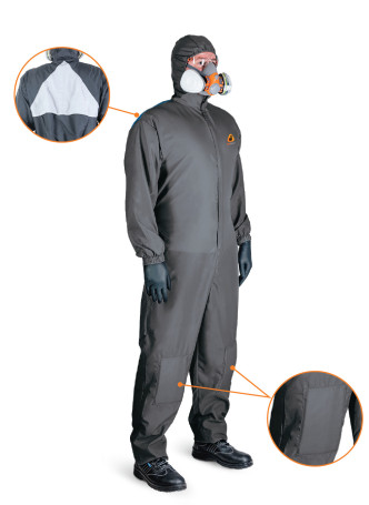 Reusable painting jumpsuit JPC155 made of polyester fabric, density 70g/m2, size XXL, gray, - 1 pc.