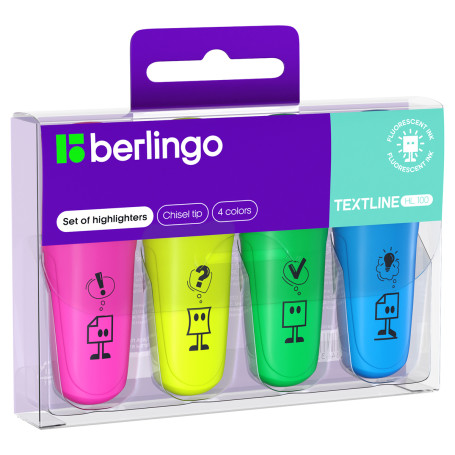 Set of text separators Berlingo "Textline HL100" mini, 04 colors, 1-5 mm, European weight