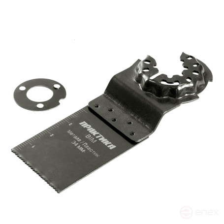 Насадка для МФИ ПРАКТИКА режущая пазовая прямая, BiM, по металлу и дереву, 34 мм, мелкий зуб (240-188)