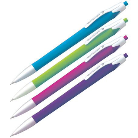 Automatic ballpoint pen Berlingo "Triangle" blue, 0.7 mm, triangular. assorted body, in a glass