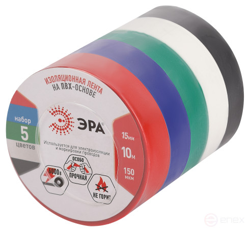 ERA Electrical Tape SET-5 PVC 5 pcs color 15mm x 10m