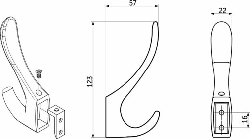 Hook metal two-horn metal ROMA black matte AKS
