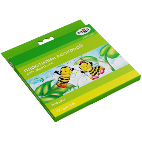 Plasticine wax Gamma "Bee", 12 colors, soft, 180g, with stack, cardboard. packaging