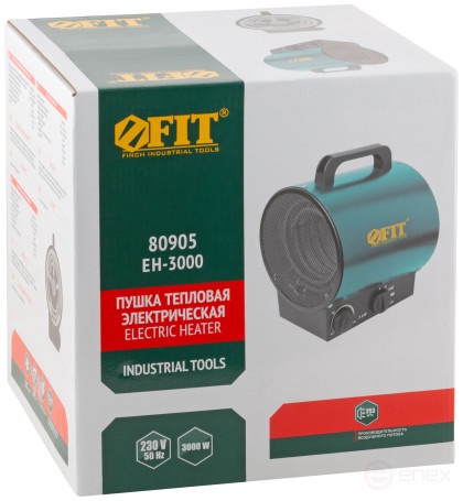 Пушка тепловая 3000 Вт; 30 м2; 253 м3/мин; ТЭН нерж. сталь ; коробка