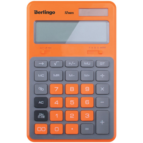 Berlingo "Hyper" desktop calculator, 12 sizes, dual power supply, 171*108*12 , orange