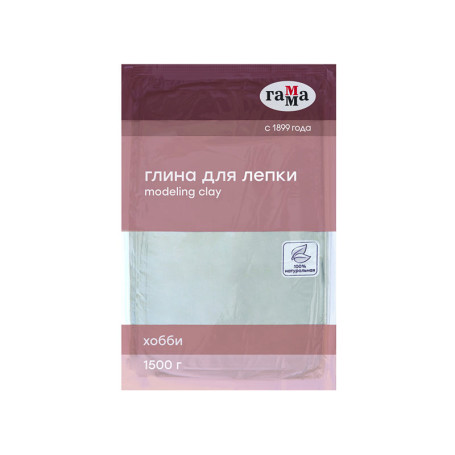 Clay for modeling Gamma "Hobby", natural, white, 1500g, vacuum pack.