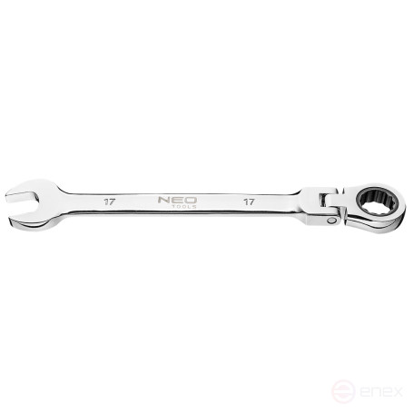 Ключ комбинированный с трещоткой, 17 x 230 мм