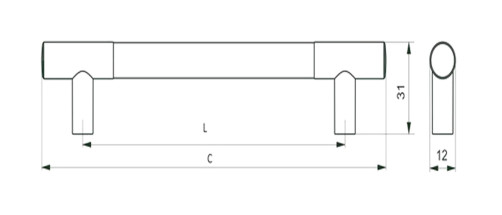 Ручка меб. скоба пластик. PS15/C15 192 хром+металлик AKS