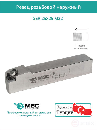 SER 25X25 M22 male thread cutter 25x25 mm, right / plate 22ER**