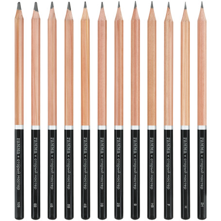 Pencil set h/g Gamma 12pcs, 10B-2H, metal. pencil box