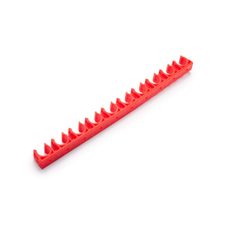 Comb made of clips for plumbing pipes for mounting guns (20 mm, red, 8 places, 10 pcs/pack)