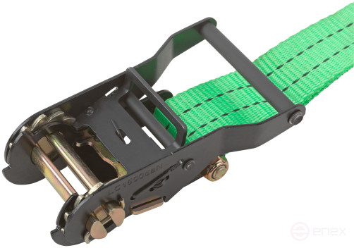 Ремень для крепления груза, храповый механизм 135 мм, полиэфирная лента 38 мм x 8 м, 1500 / 3000 кг