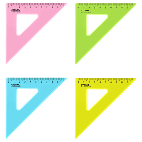 45° triangle, 9cm STAMM, plastic, transparent, neon colors, assorted