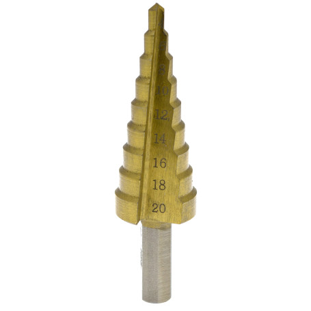 Сверло ступенчатое 4-20мм, HSS, шаг 2мм, ЧЕГЛОК (20/120)