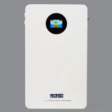 Литиевый аккумулятор тяговый ЛИТДЖЕТ GREEN LiFePO4 51,2V 100Ah 5KWh 100A, CAN/RS485 c/d 100A настенный