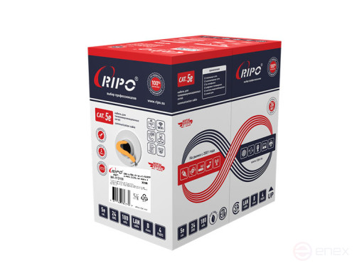 Twisted pair Cable U/UTP4 Cat5e 24AWG LSZH RIPO, CCA, orange, 0.5mm, 305m